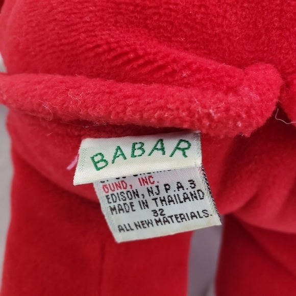 Vintage Babar Elephant King Plush Stuffed Toy Red Suit Gund 14 Inch 1988 Velour - Picture 6 of 9